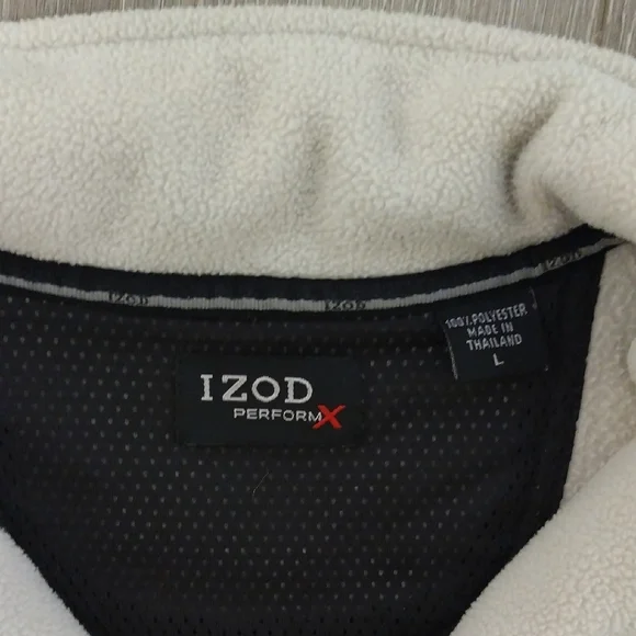 Izod Cream and Black Zip-Up Sweater - Picture 4 of 17